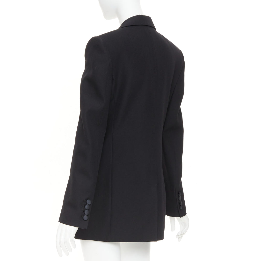 STELLA MCCARTNEY 2023 black wool satin double breasted tuxedo blazer IT38 XS