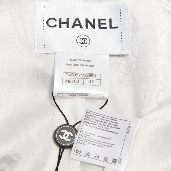 CHANEL 2019 Runway By the Sea white metallic tweed oversized blazer jacket FR42