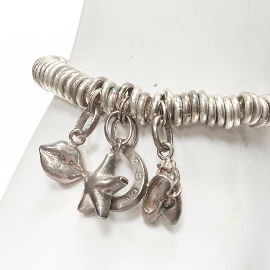 LINKS OF LONDON sterling silver star horsebit lips ballet charm bracelet