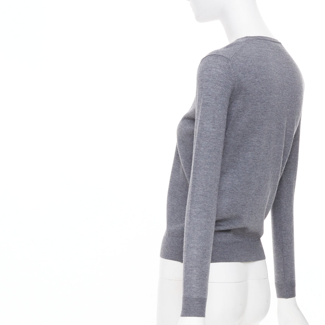 STELLA MCCARTNEY 2016 grey virgin wool fine knit crew sweater IT34 XXS