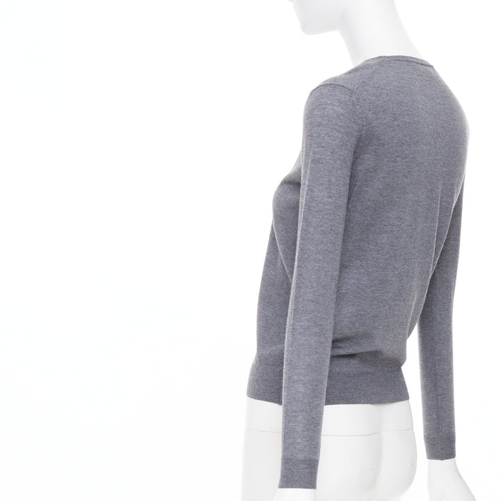 STELLA MCCARTNEY 2016 grey virgin wool fine knit crew sweater IT34 XXS