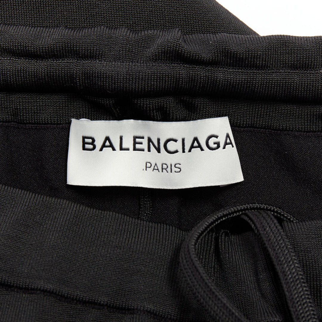 BALENCIAGA black hidden drawstring knee darts cropped jogger pants