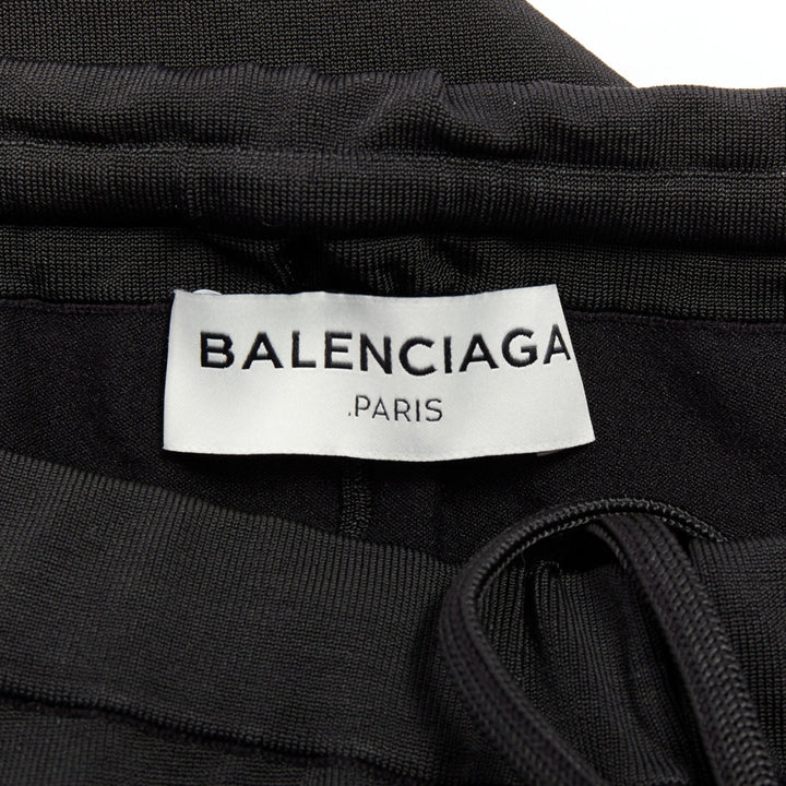 BALENCIAGA black hidden drawstring knee darts cropped jogger pants