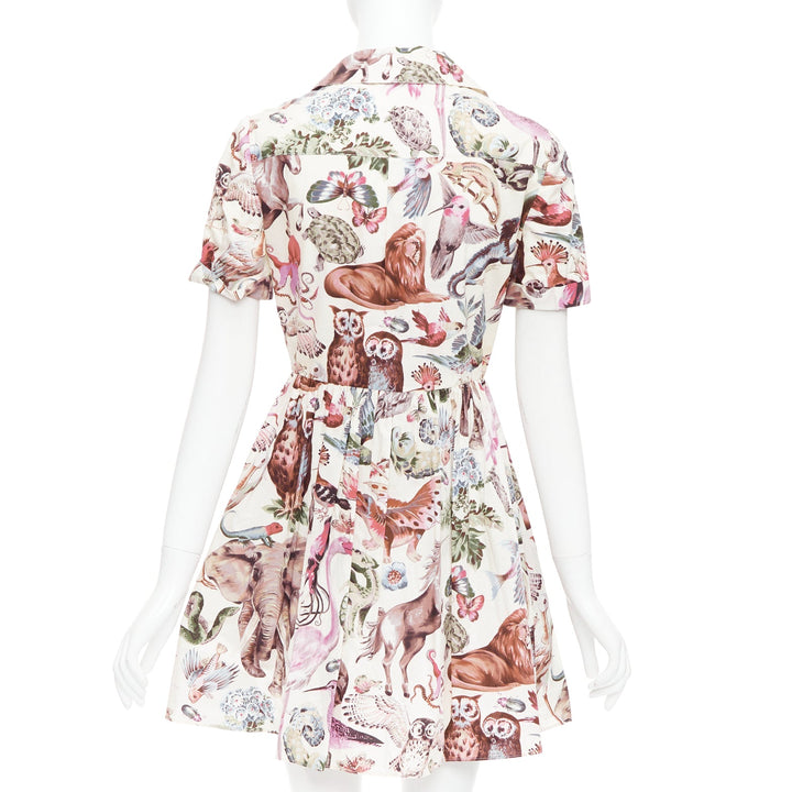 VALENTINO Roman Safari 2015  100% silk cream animal print safari dress Sz4 S