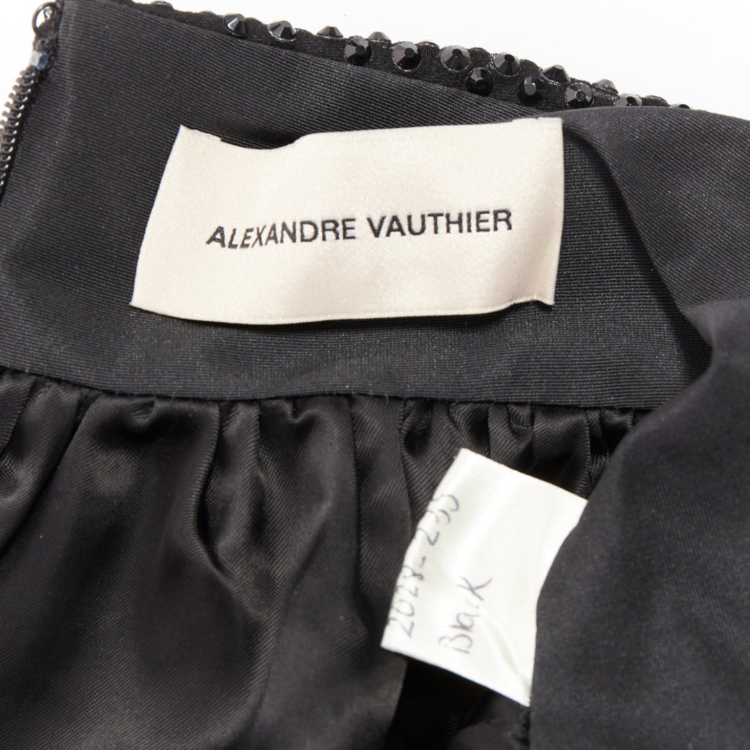 ALEXANDRE VAUTHIER black crystal strass bust flared taffeta babydoll dress