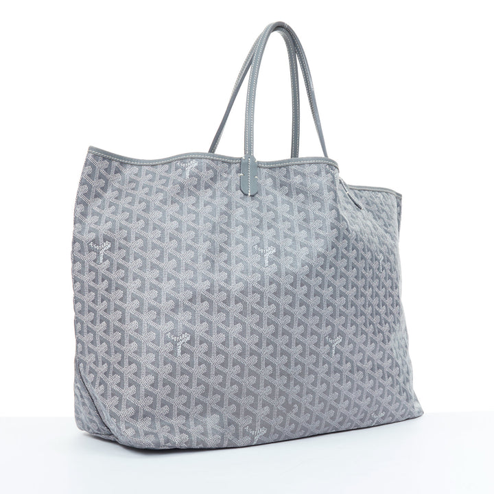 GOYARD Saint Louis GM grey Goyardine canvas chevron open top shoulder tote bag