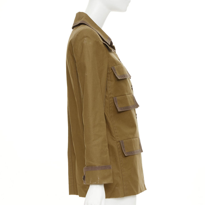 CHANEL 20C Runway multipocket bronze cotton safari jacket FR42 L