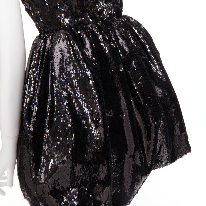 ALEXANDRE VAUTHIER COUTURE SS2025 Runway black sequinned tulle puff bubble dress