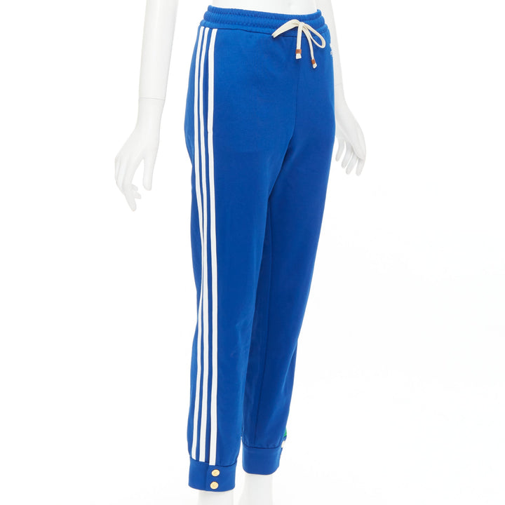GUCCI ADIDAS 2022 blue white logo web 3 stripe trim track sweat pants XS