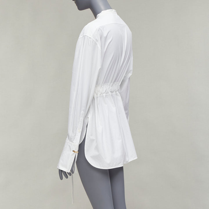 OLD CELINE Phoebe Philo white cotton silver d ring belt minimal shirt FR36 S