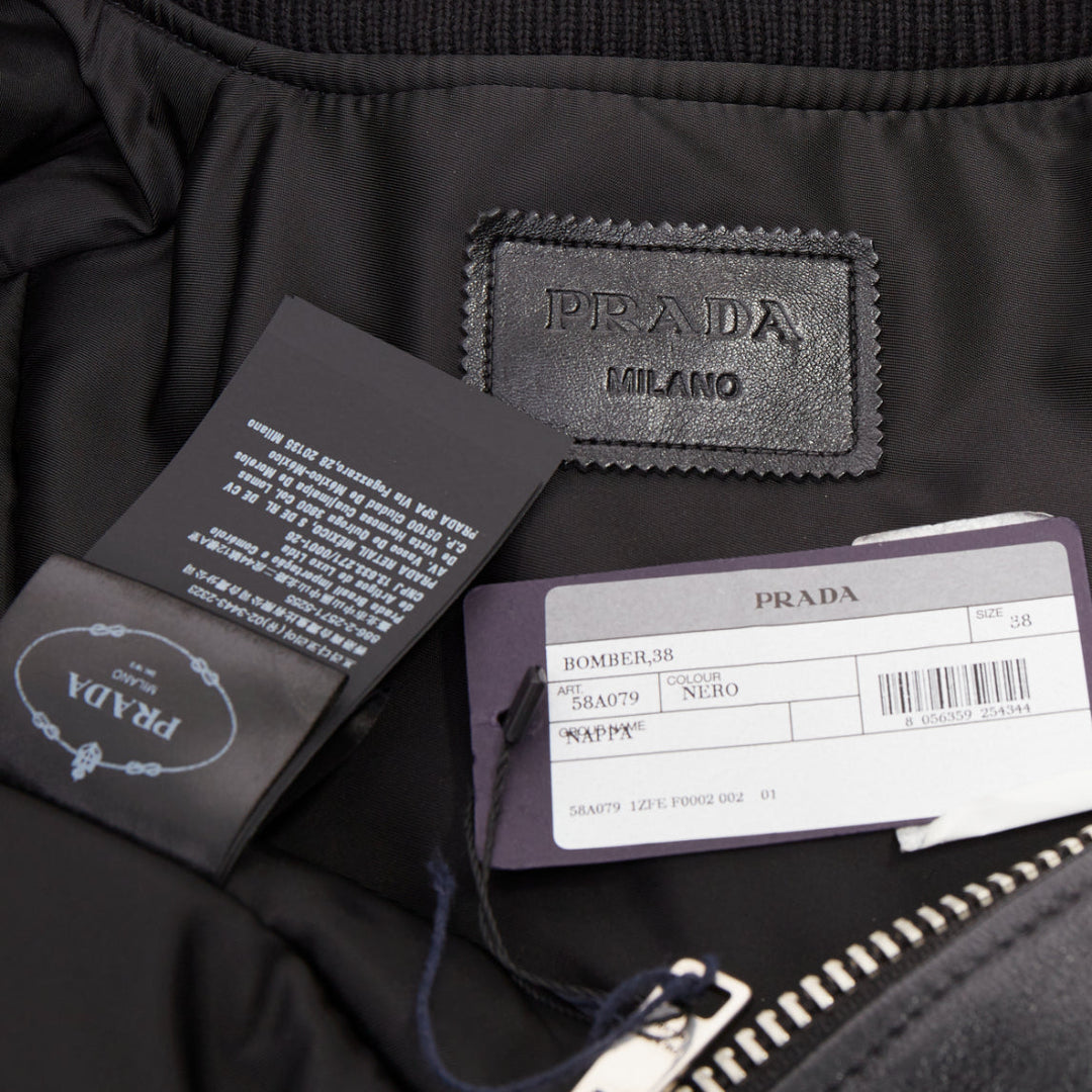 PRADA  Raf Simons 2021 Runway lambskin triangle pouch oversized bomber IT38 XS
