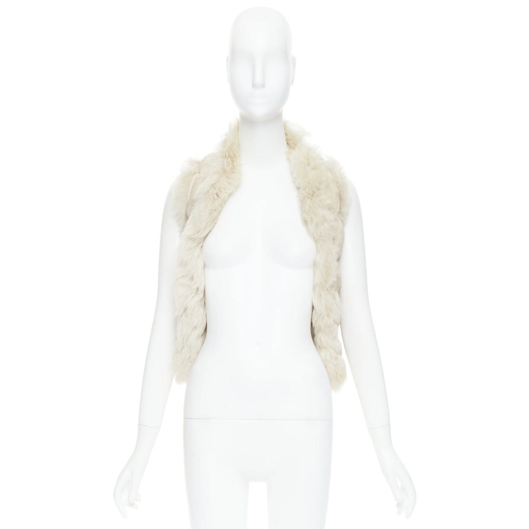 JOSEPH beige lambskin leather fur elastic stitching bolero vest FR36 S
