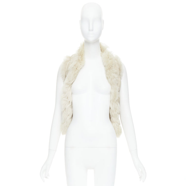 JOSEPH beige lambskin leather fur elastic stitching bolero vest FR36 S