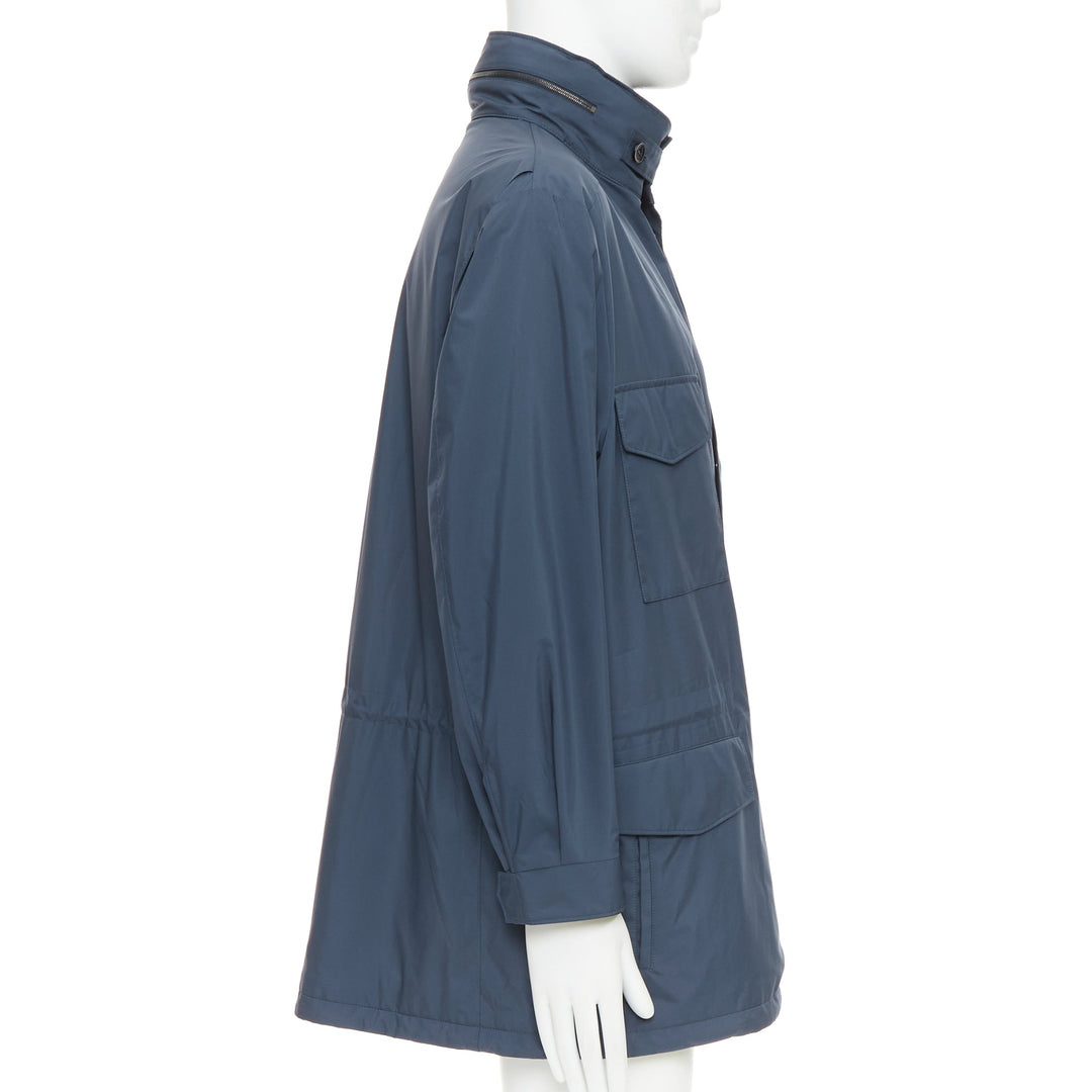 LORO PIANA Traveller navy windtech light 100% cashmere lined coat IT58 4XL