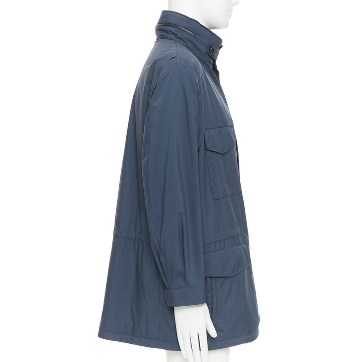 LORO PIANA Traveller navy windtech light 100% cashmere lined coat IT58 4XL