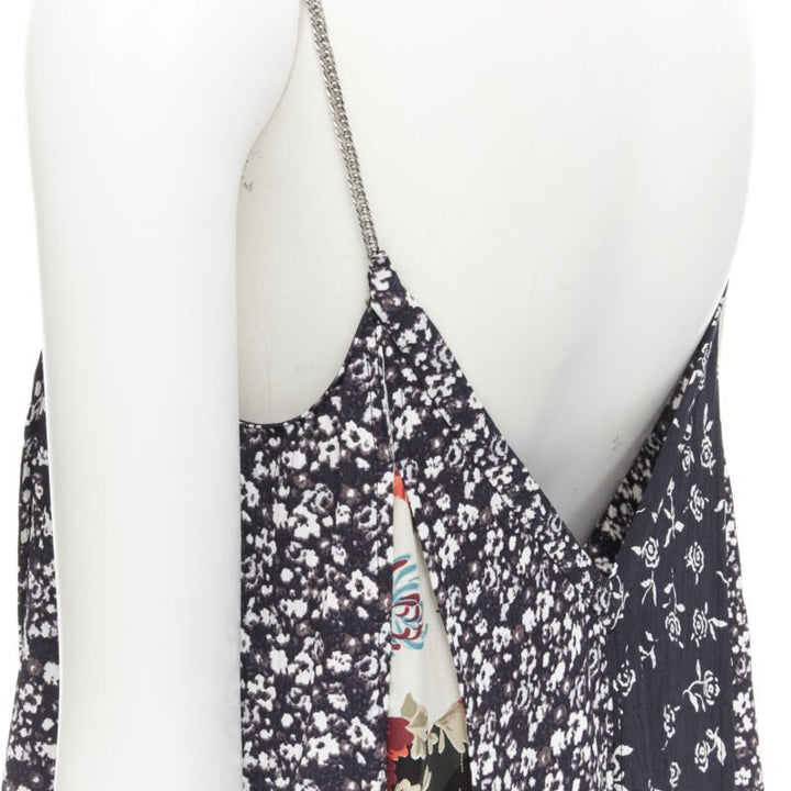 RAG. BONE silver chain mixed floral patchwork handkerchief dress XS