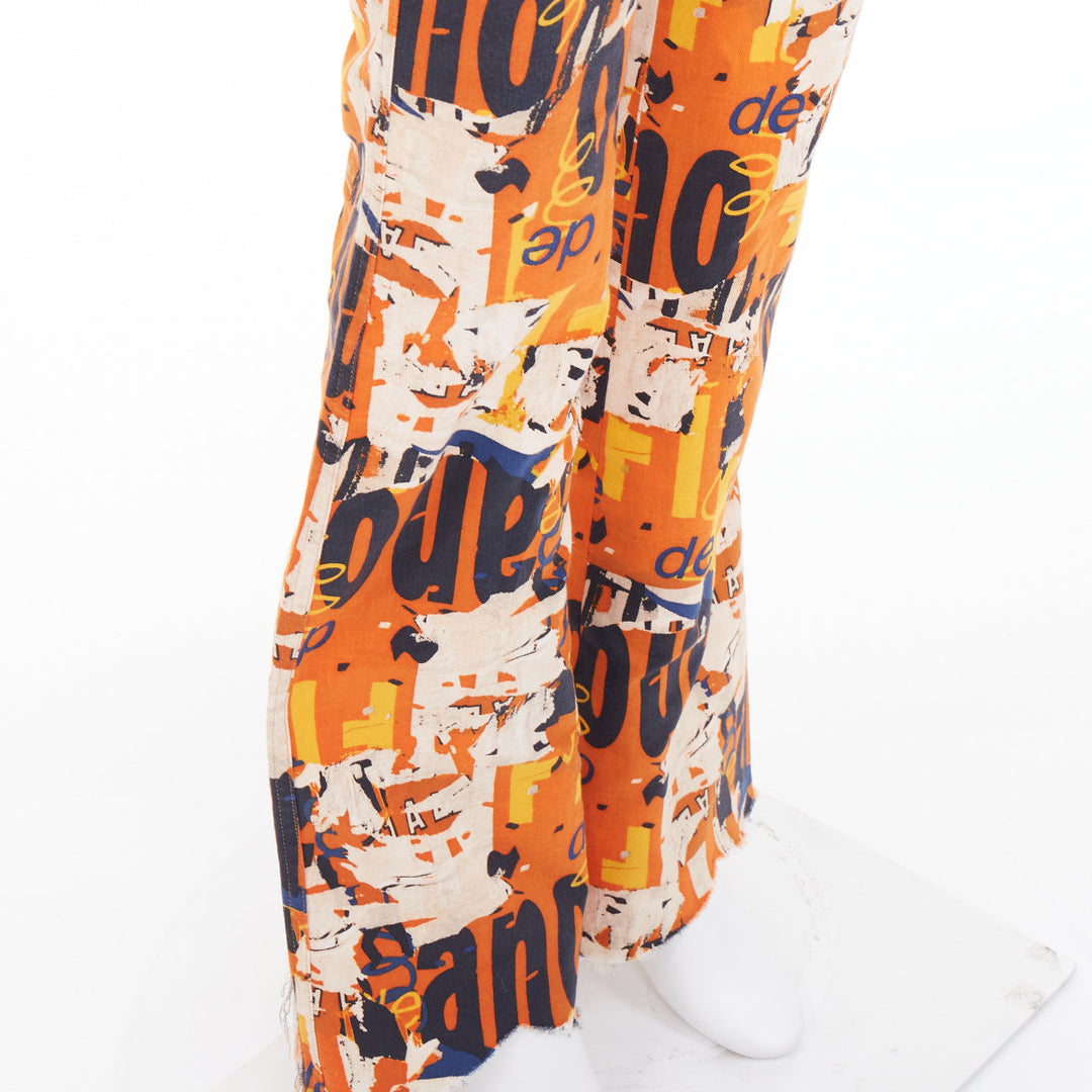 CHRISTIAN DIOR 2001 Runway John Galliano orange poster graphic denim jeans FR36