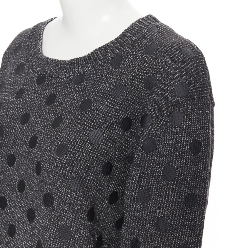 MARKUS LUPFER cotton blend knit grey polka dot printed oversized sweater L