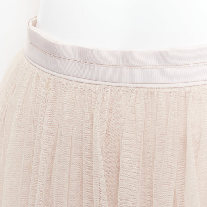 NEEDLE & THREAD champagne tulle ribbon trim waist midi skirt UK6 XS