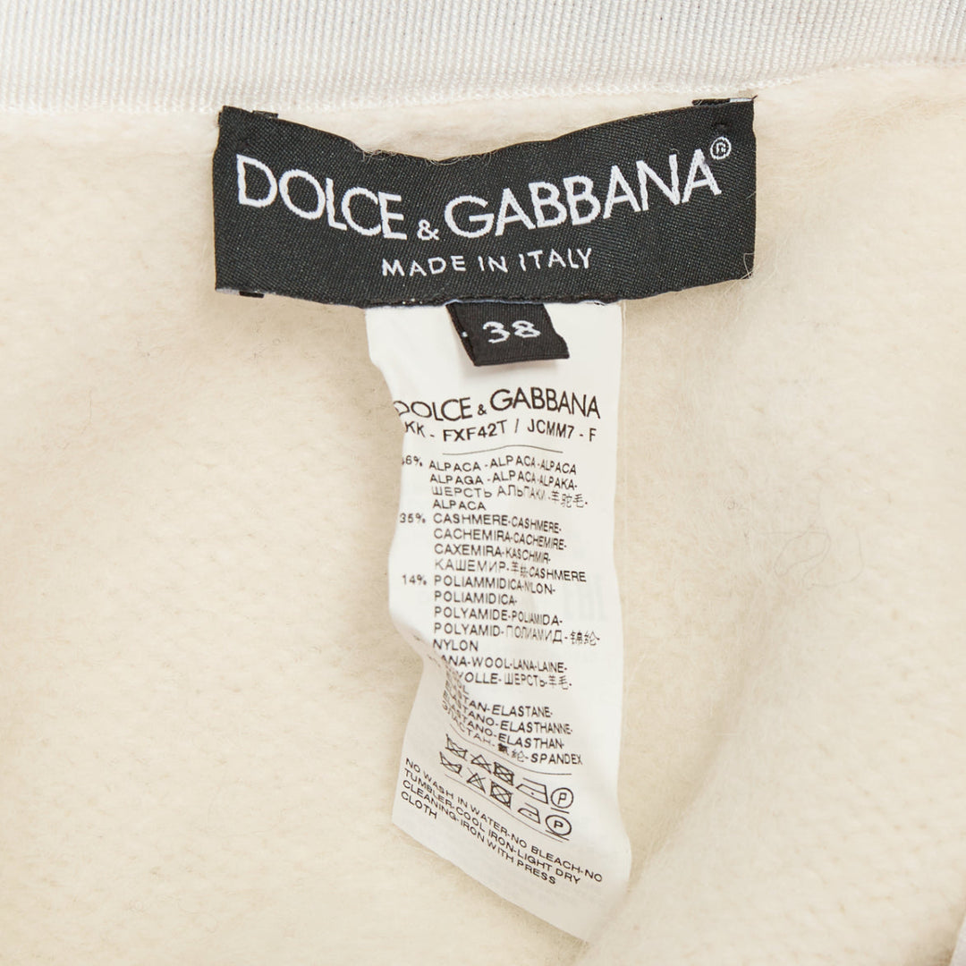 DOLCE GABBANA 2022 DG Knitted Skirt white alpaca cashmere logo skirt IT38 XXS