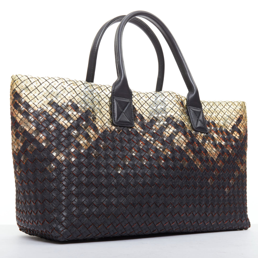 BOTTEGA VENETA Limited Cabat MM clear pvc black leather intrecciato tote bag