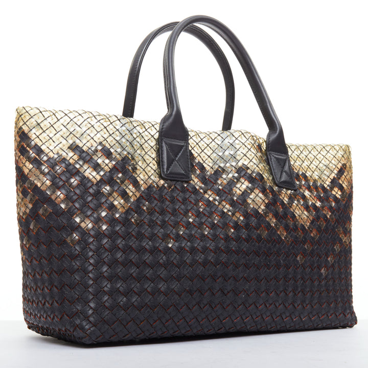 BOTTEGA VENETA Limited Cabat MM clear pvc black leather intrecciato tote bag