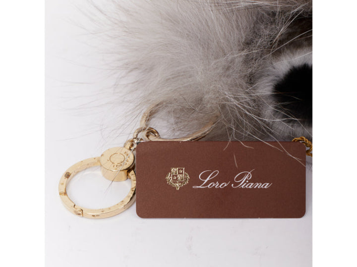 LORO PIANA 100% mink fur My Istrice brown cream Porcupine bag charm keyring