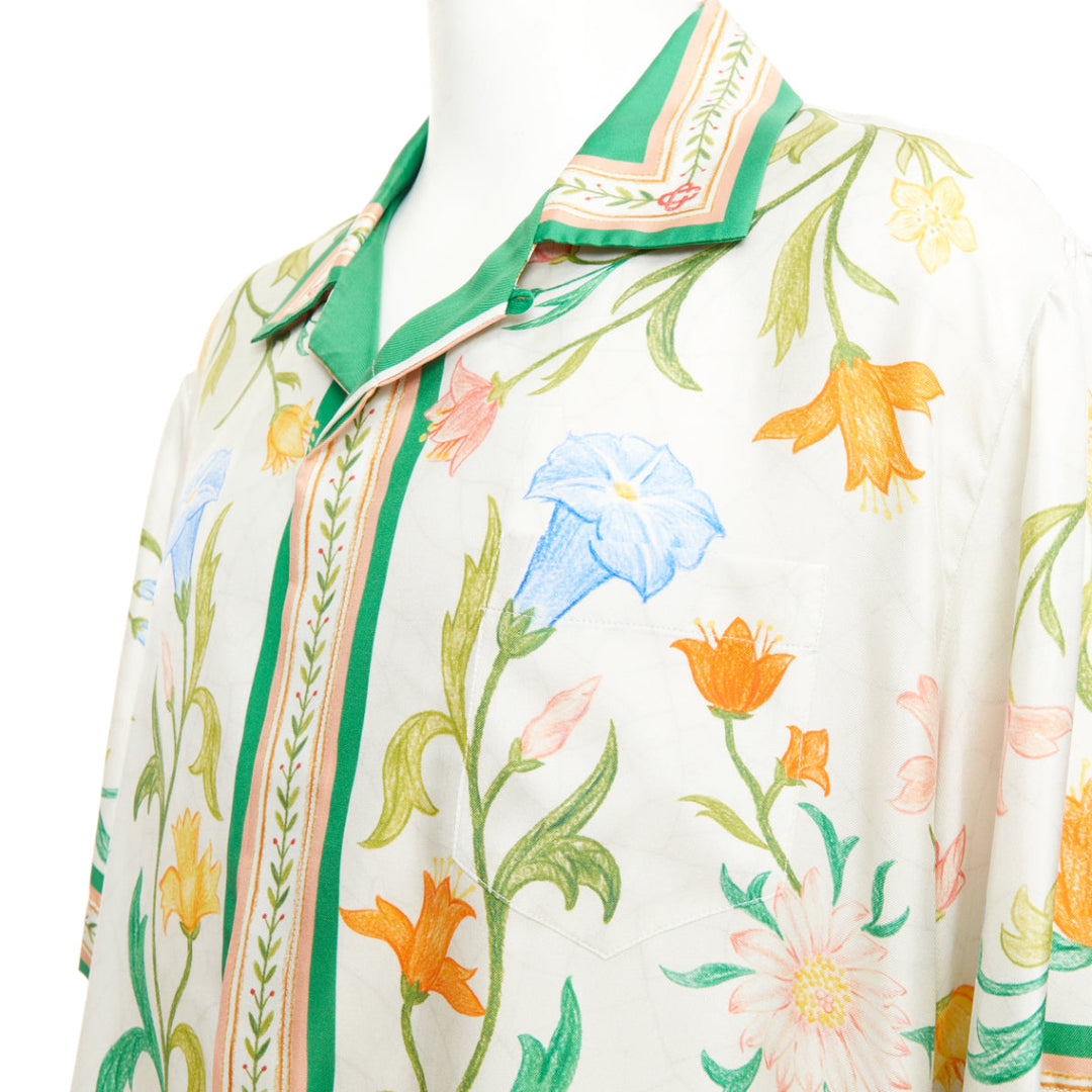 CASABLANCA 2023 L'Arche Fleurie printed silk cuban collar bowling shirt top XXL