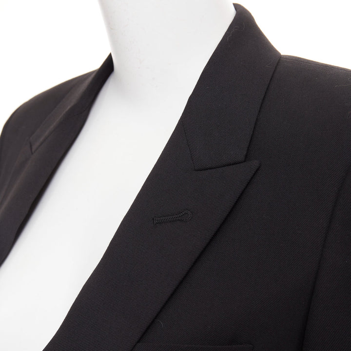 SAINT LAURENT 2018 Le Smoking single breasted peak lapel wool cady jacket FR36 S