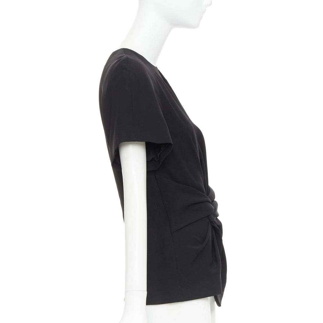 ALEXANDER WANG black drape knot front raglan crew neck top US2 S