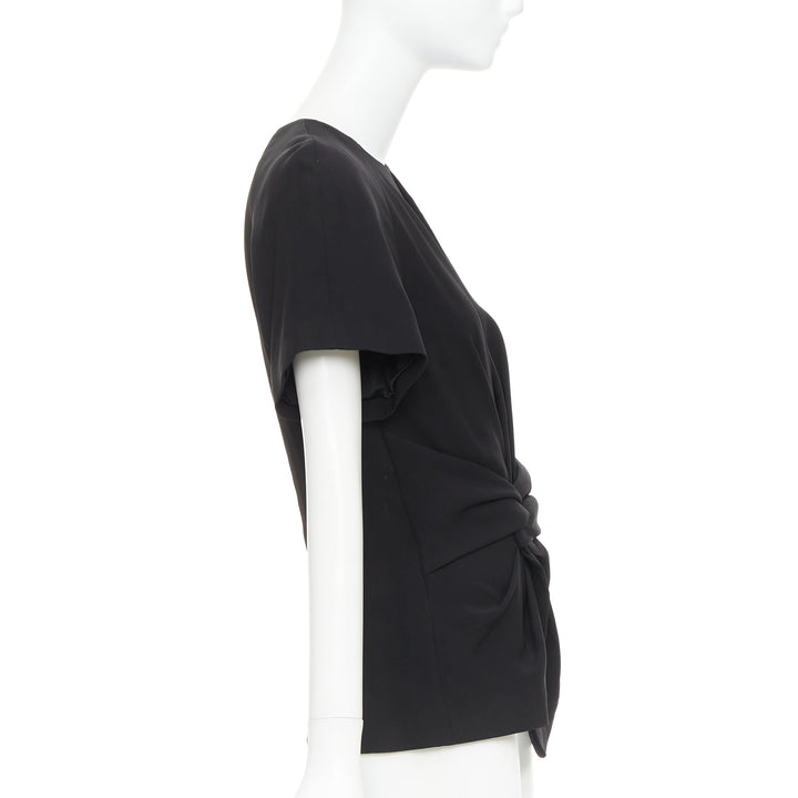 ALEXANDER WANG black drape knot front raglan crew neck top US2 S