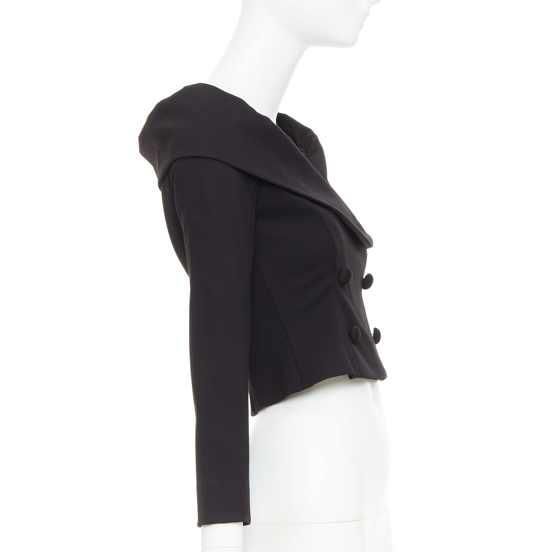 DORATHEE SCHUMACHER Emotional Essense black crop off shoulder cropped top US1 XS