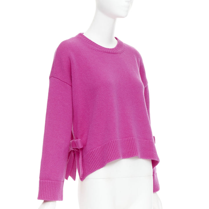 VALENTINO 2022 Pier Paolo Piccioli pink bow virgin wool boxy sweater XS