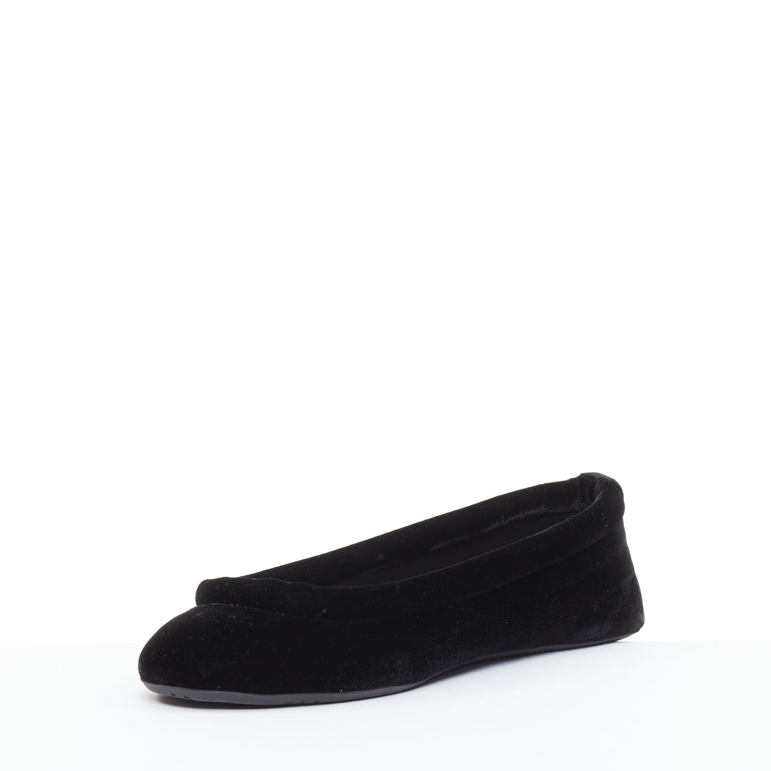 ALAIA black velvet padded 3D outline low vamp ballerina flats EU38