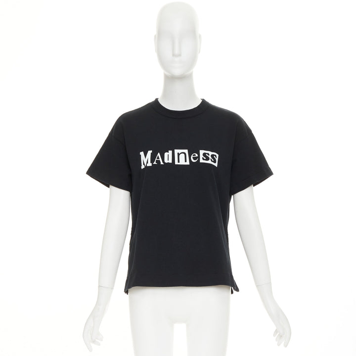 SACAI 2017 black cotton white Madness patch silver side zip tshirt JP2 M
