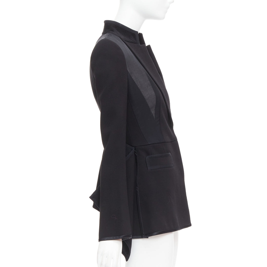 GIVENCHY 2012 Runway black structural sheer overlay peplum blazer