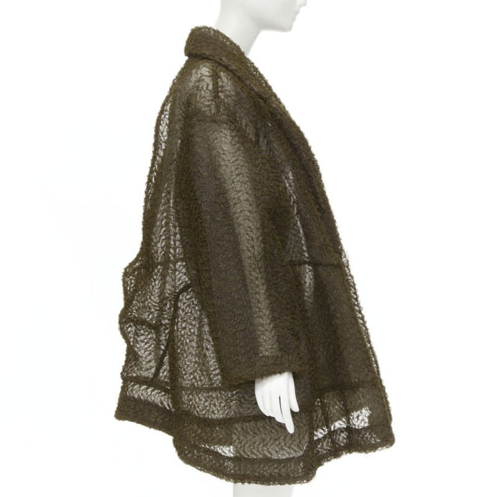 COMME DES GARCONS 1997 Runway Lumps and Bumps brown organza tulle cocoon coat S