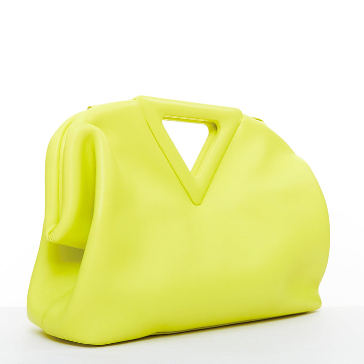 BOTTEGA VENETA Medium Point Seagrass yellow smooth leather triangle handle bag