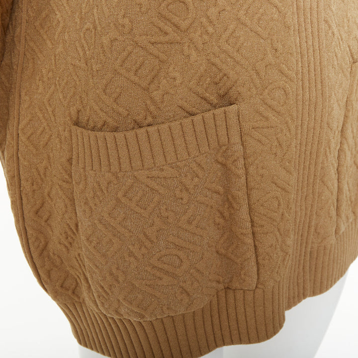 FENDI SKIMS 2021 Runway monogram logo knit oversized pocket cardigan IT36 XXS