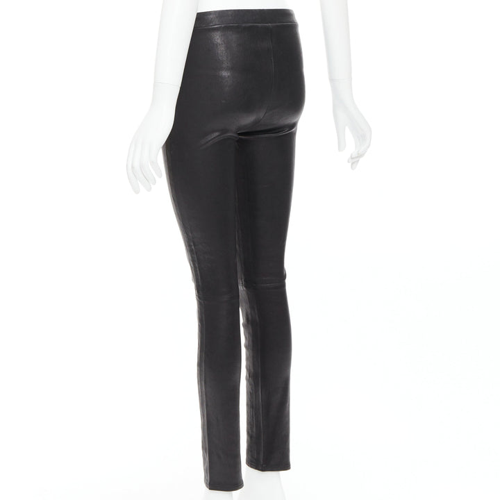 J BRAND black lambskin leather panelled legging pants S