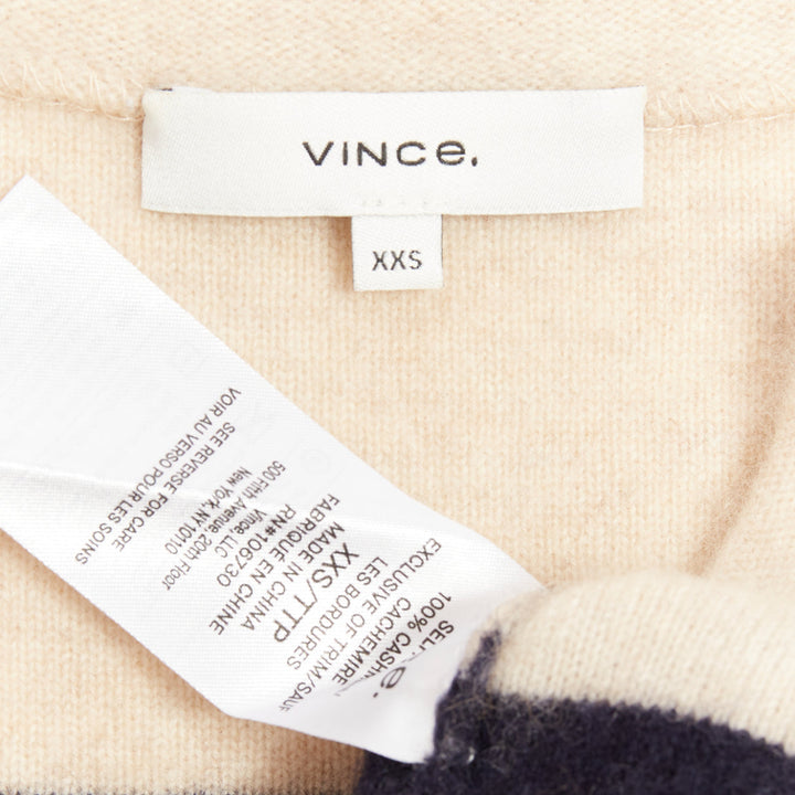 VINCE 100% cashmere Breton nautical striped long sleeve boat neck sweater XXS