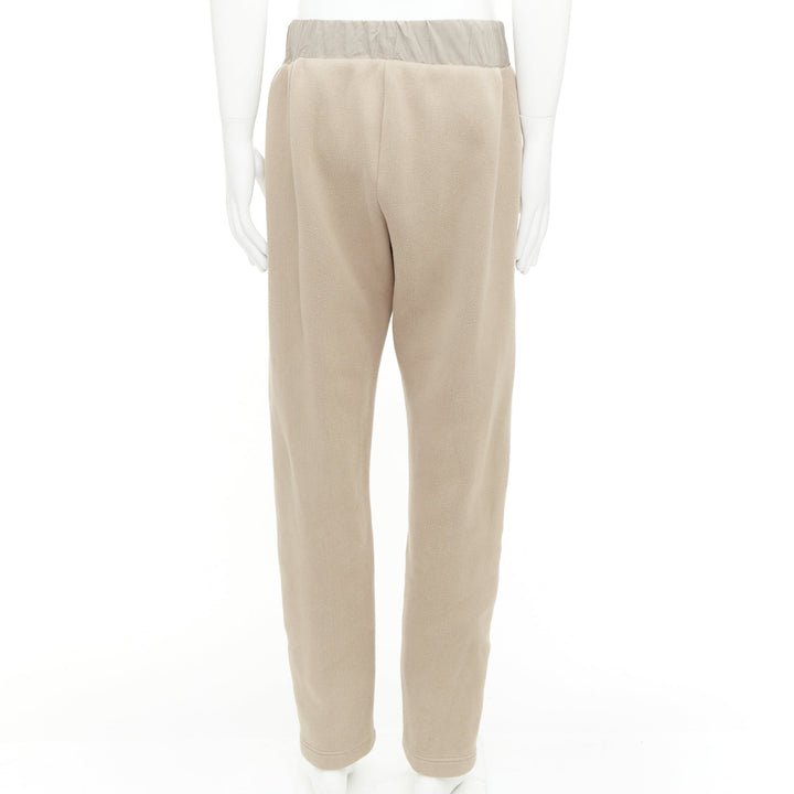 BOTTEGA VENETA beige contrast waistband elastic jogger pants IT48 M