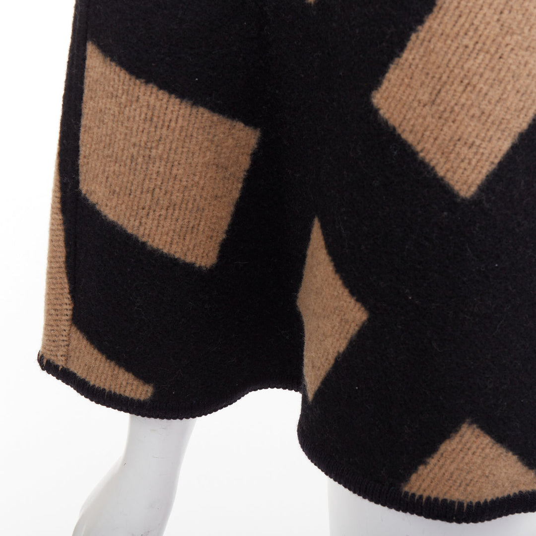 BURBERRY beige  House Check wool cashmere chained cape blanket poncho