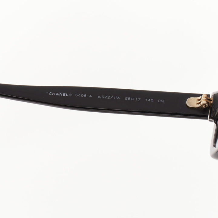 CHANEL 5408-A black acetate gold logo sides oversized square optical glasses