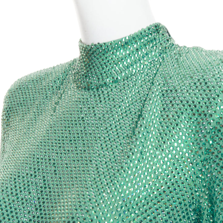 rare ALEXANDRE VAUTHIER COUTURE SS2020 Runway green strass crystal  cut out gown