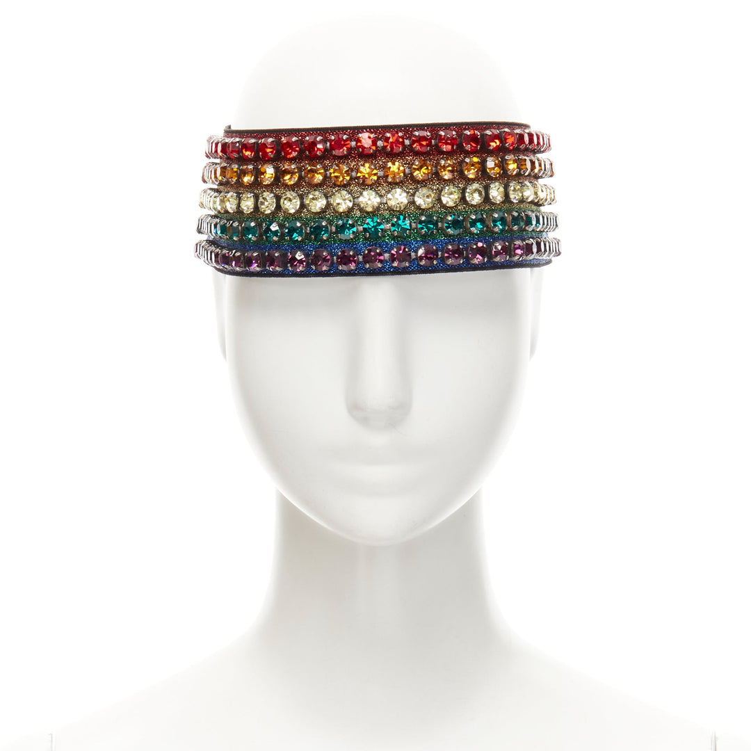 GUCCI Webby rhinestone crystal encrusted Rainbow Web headband