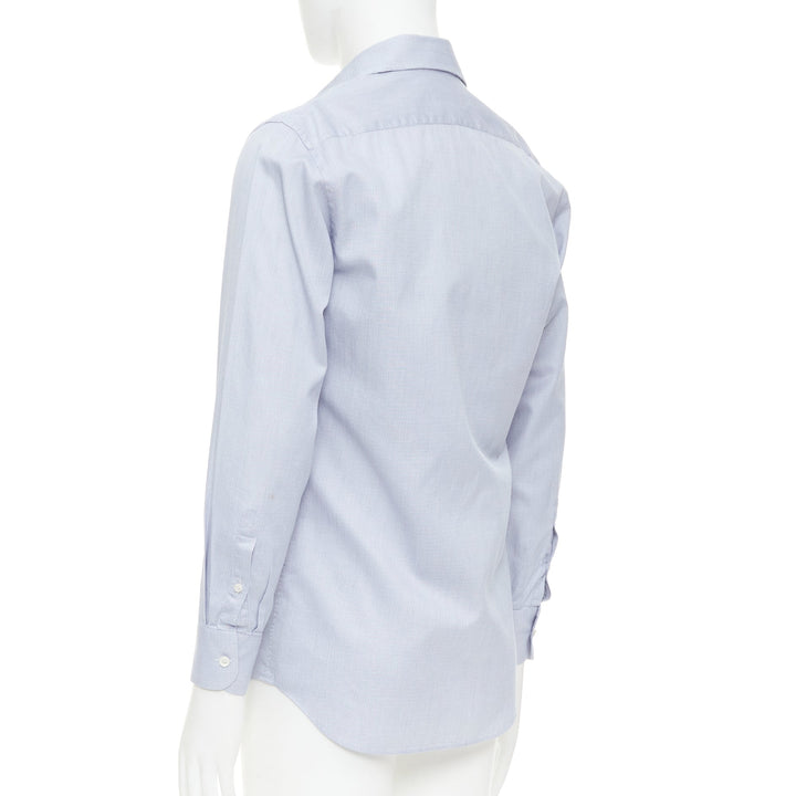 PRADA blue geometric print shell buttons long sleeve collared dress shirt EU38 S