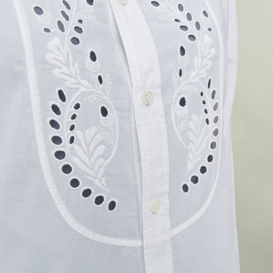 ALEXANDER MCQUEEN KIDS 2017 white embroidered eyelets trim priest shirt Y14+ XS