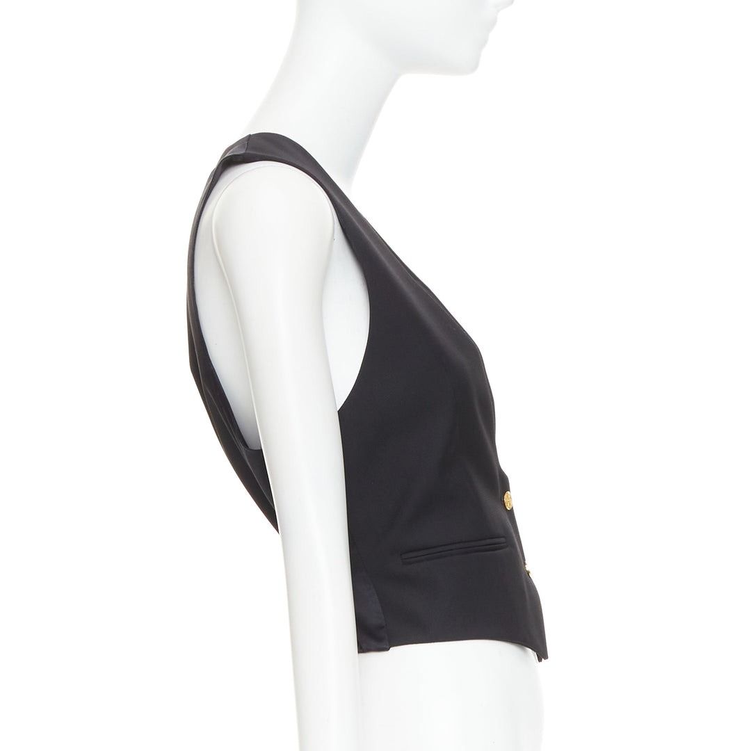 ALEXANDRE VAUTHIER COUTURE Runway black gold buttons plunge neck waistcoat vest
