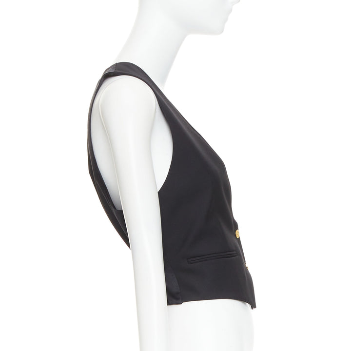 ALEXANDRE VAUTHIER COUTURE Runway black gold buttons plunge neck waistcoat vest